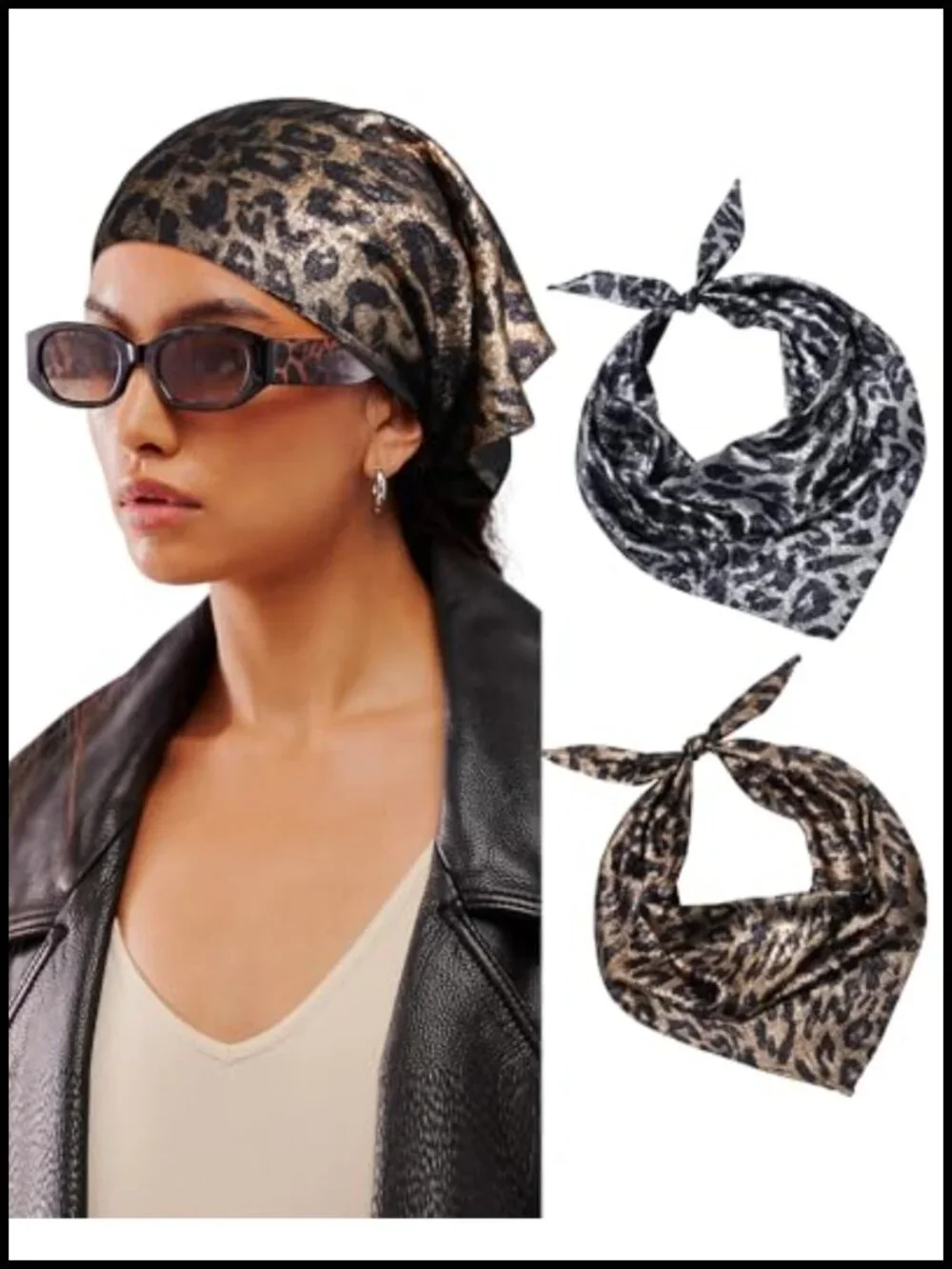 Y2K Triangle Hair Bandanas 2 Pack - Punk Head Scarf Wraps for Concert Festival